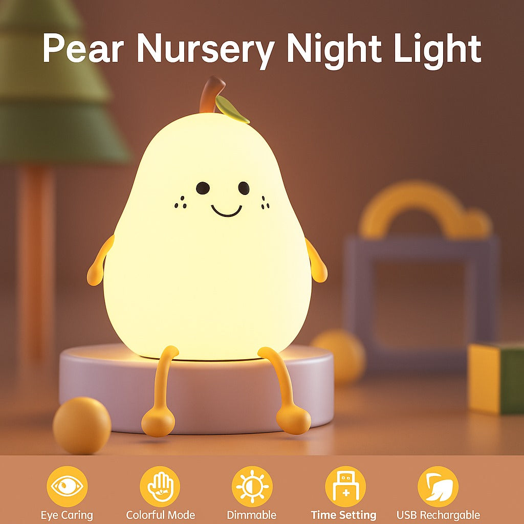 The New Rechargeable Silicone Mango Night Lamp – Soft Touch Control Light for Kids & Home Deco