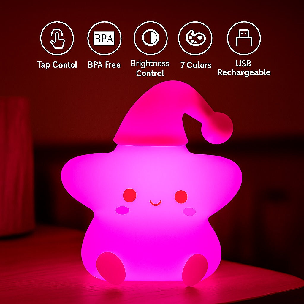 The New Silicone Moon Night Light | USB Rechargeable LED Lamp with 7-Color Changing Modes | Soft Silicone Nursery Lamp for Kids Bedroom Decor | Perfect Baby & Toddler Gift