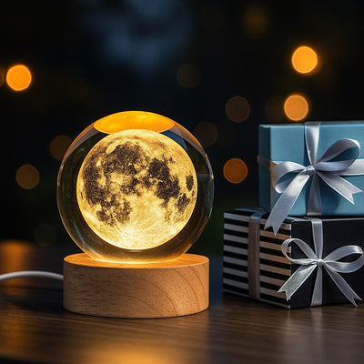 LunaGlow Mini Crystal Moon Lamp: Magical Glow for Every Space
