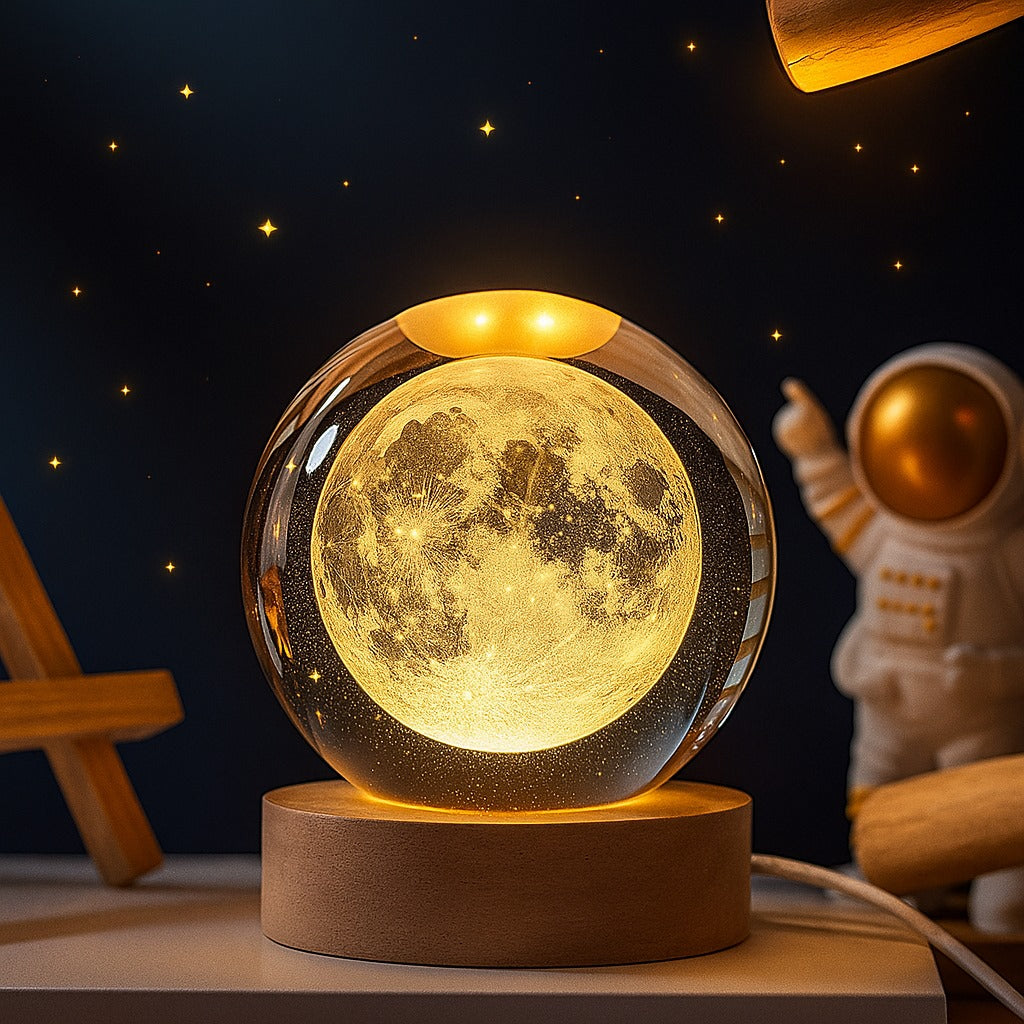 LunaGlow Mini Crystal Moon Lamp: Magical Glow for Every Space